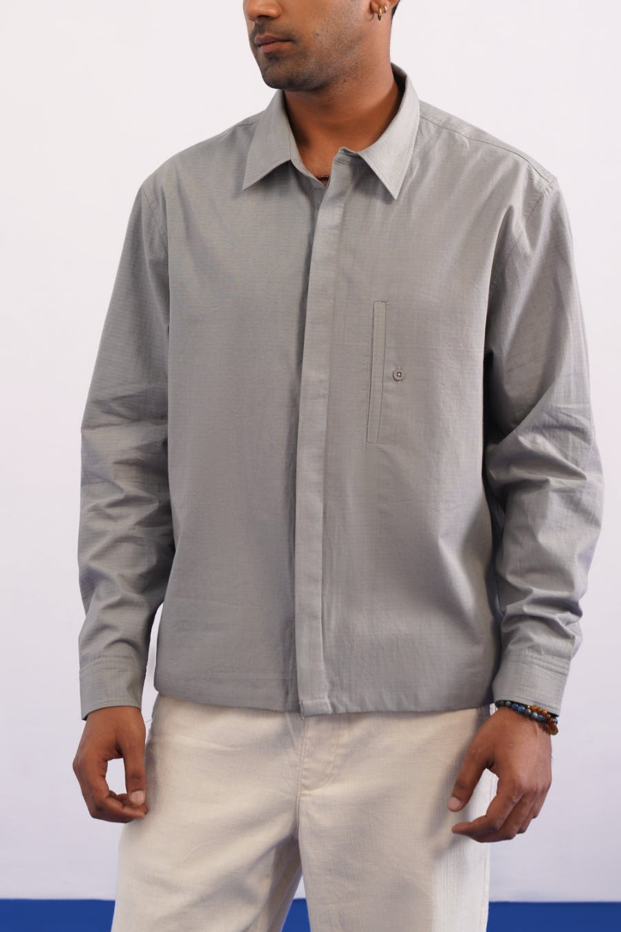 LOVE IS A KRAB COTTON TEXTURED SHIRT - ULTIMATE GRAY