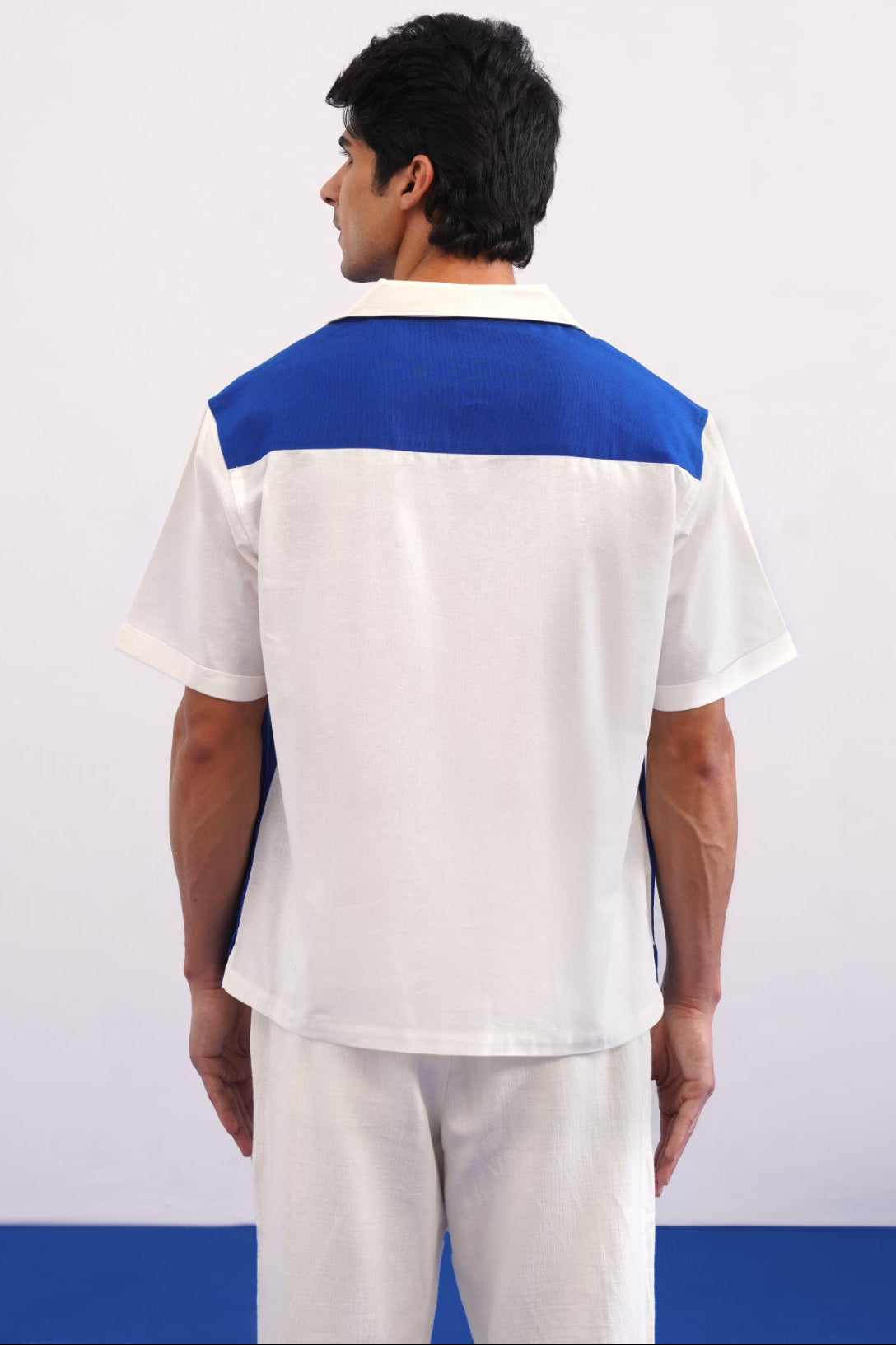 PORTSIDE GUIPURE PATCH SHIRT - POLYNESIAN BLUE/SALT