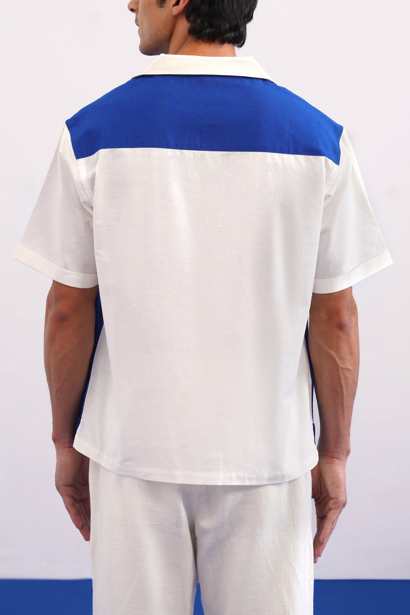 PORTSIDE GUIPURE PATCH SHIRT - POLYNESIAN BLUE/SALT