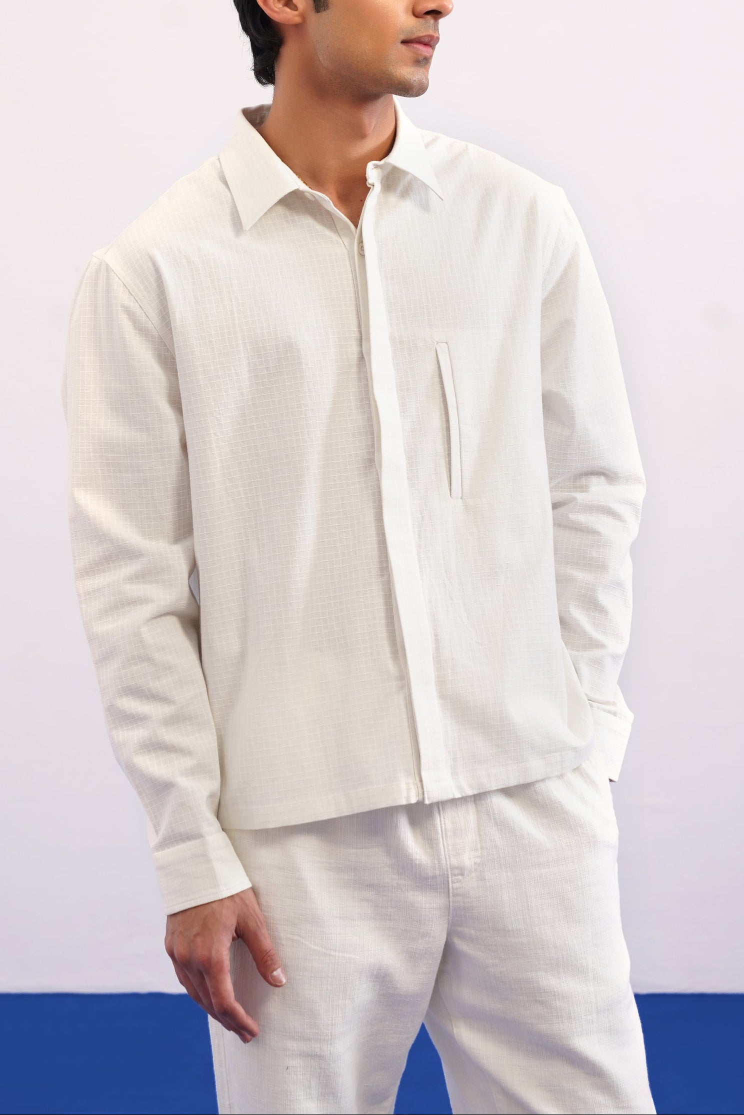 LOVE IS A KRAB COTTON TEXTURED SHIRT - BLANC DE BLANC