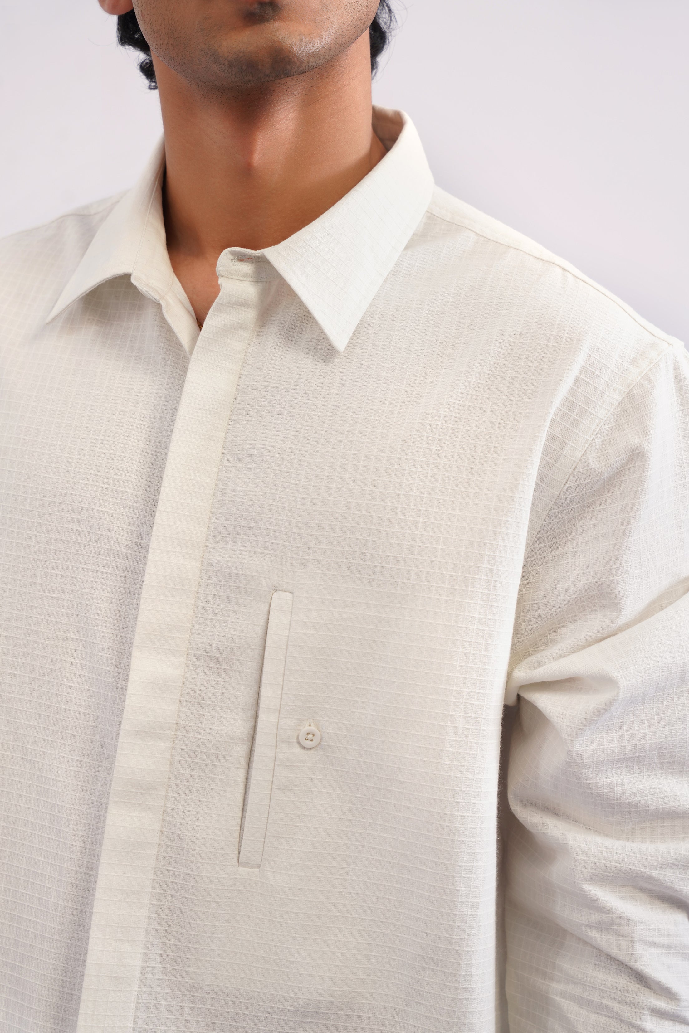 LOVE IS A KRAB COTTON TEXTURED SHIRT - BLANC DE BLANC