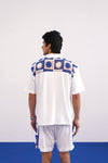 KRAB CREST GUIPURE COTTON KNIT CO-ORD SET - COBALT PEARL
