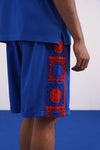 KRAB CREST GUIPURE COTTON KNIT CO-ORD SET - COBALT EMBER