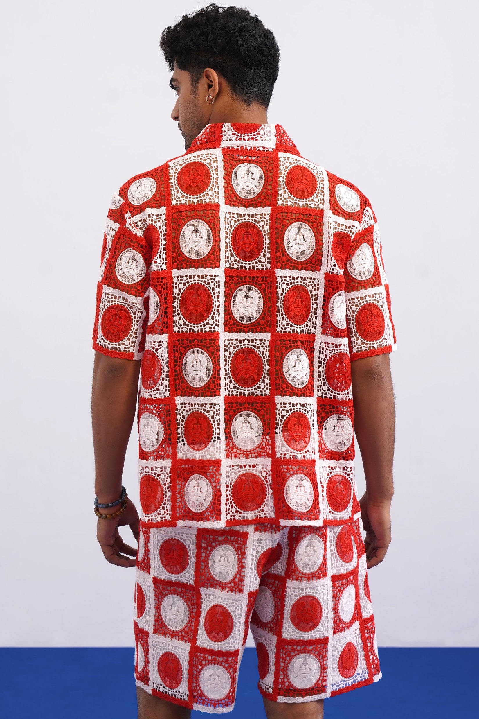KRAB CREST GUIPURE CO-ORD SET - CORAL CREST