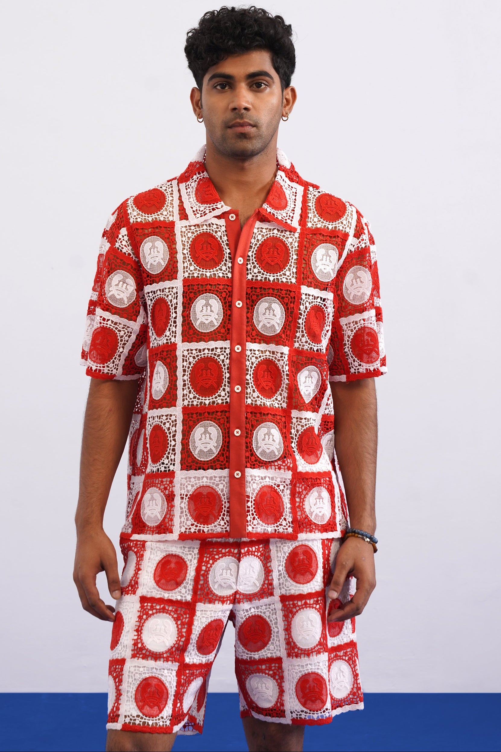 KRAB CREST GUIPURE CO-ORD SET - CORAL CREST
