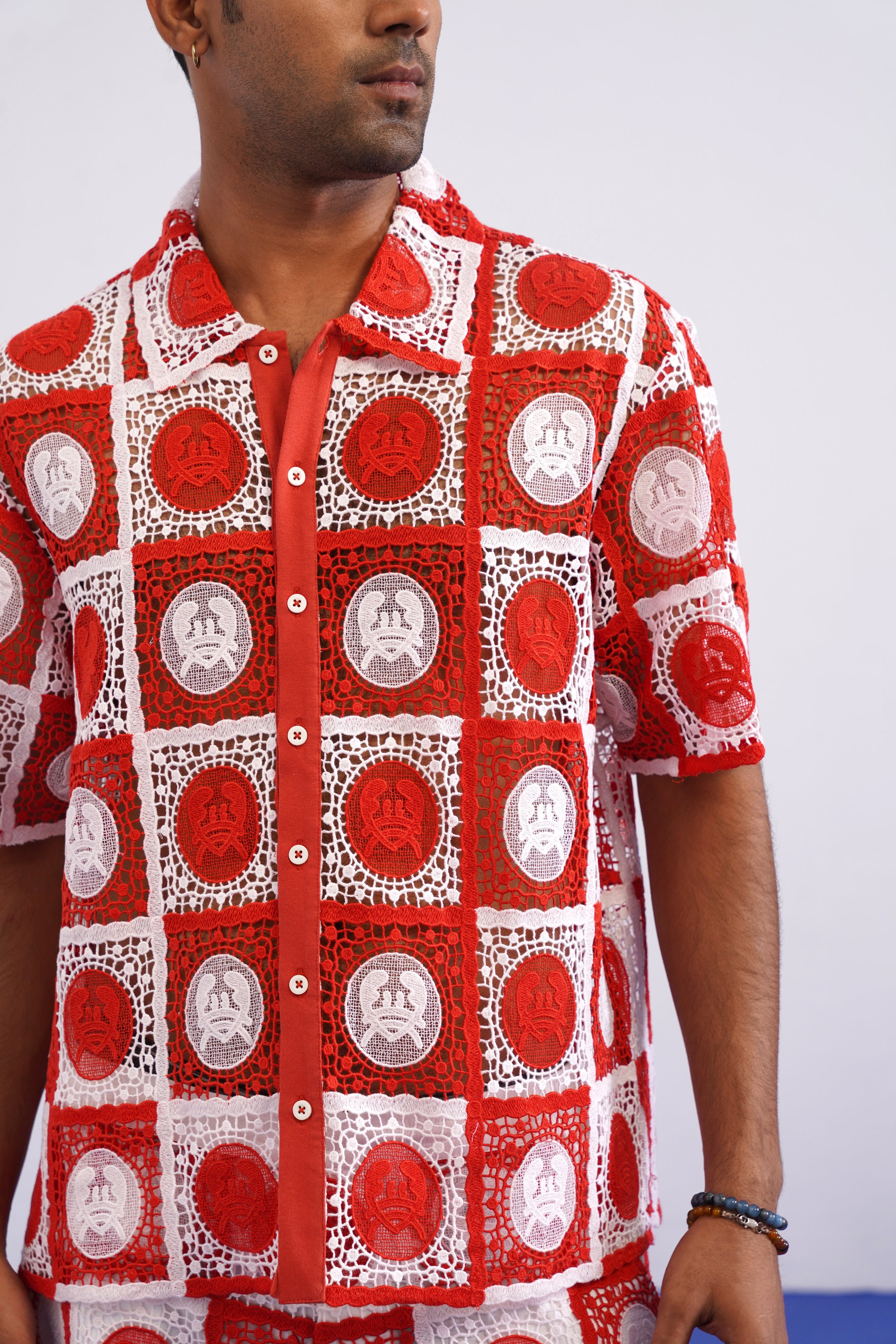 KRAB CREST GUIPURE CO-ORD SET - CORAL CREST