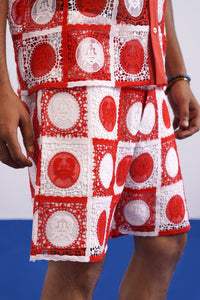 KRAB CREST GUIPURE SHORTS - CORAL CREST