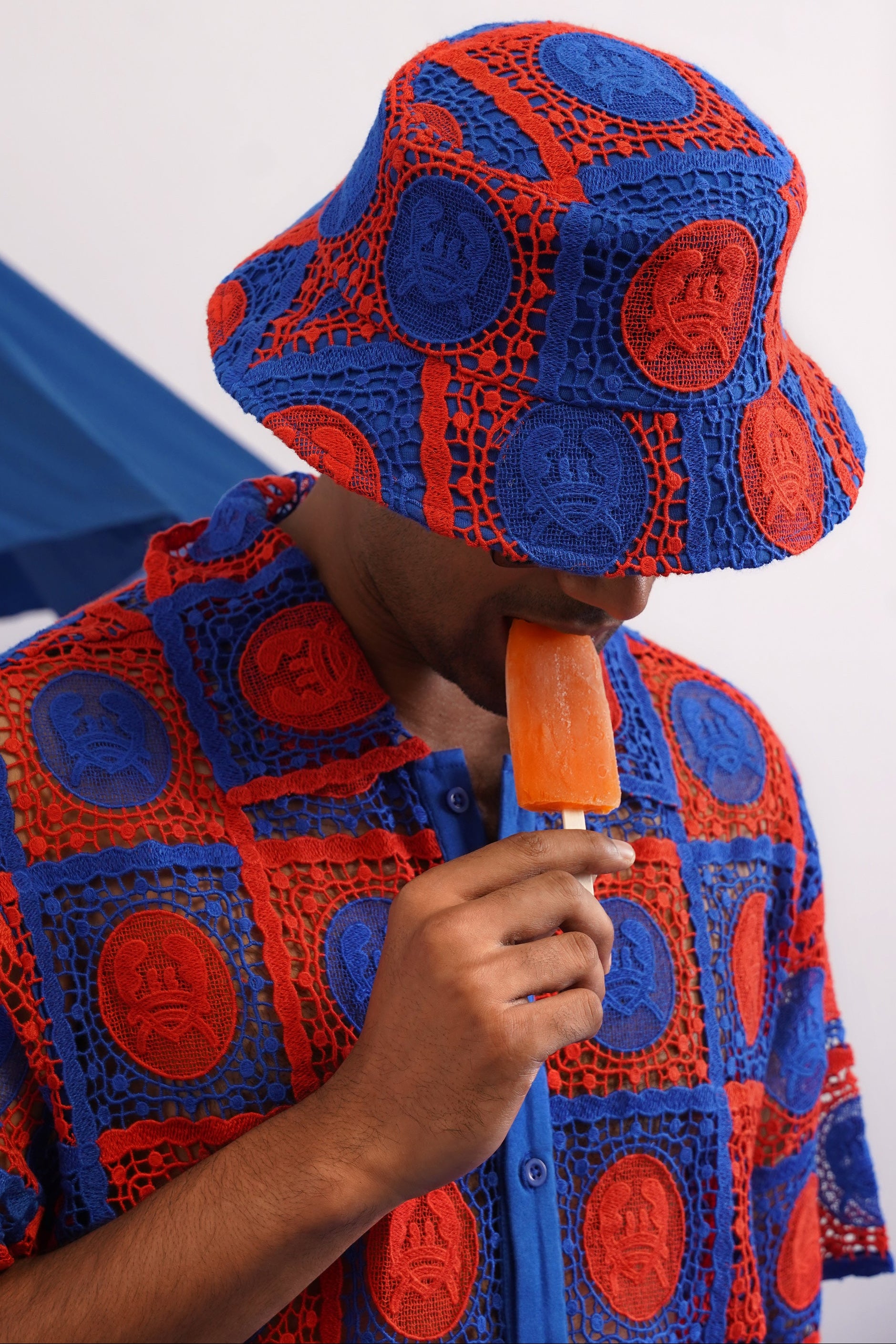 KRABANA GUIPURE BUCKET HAT - COBALT EMBER