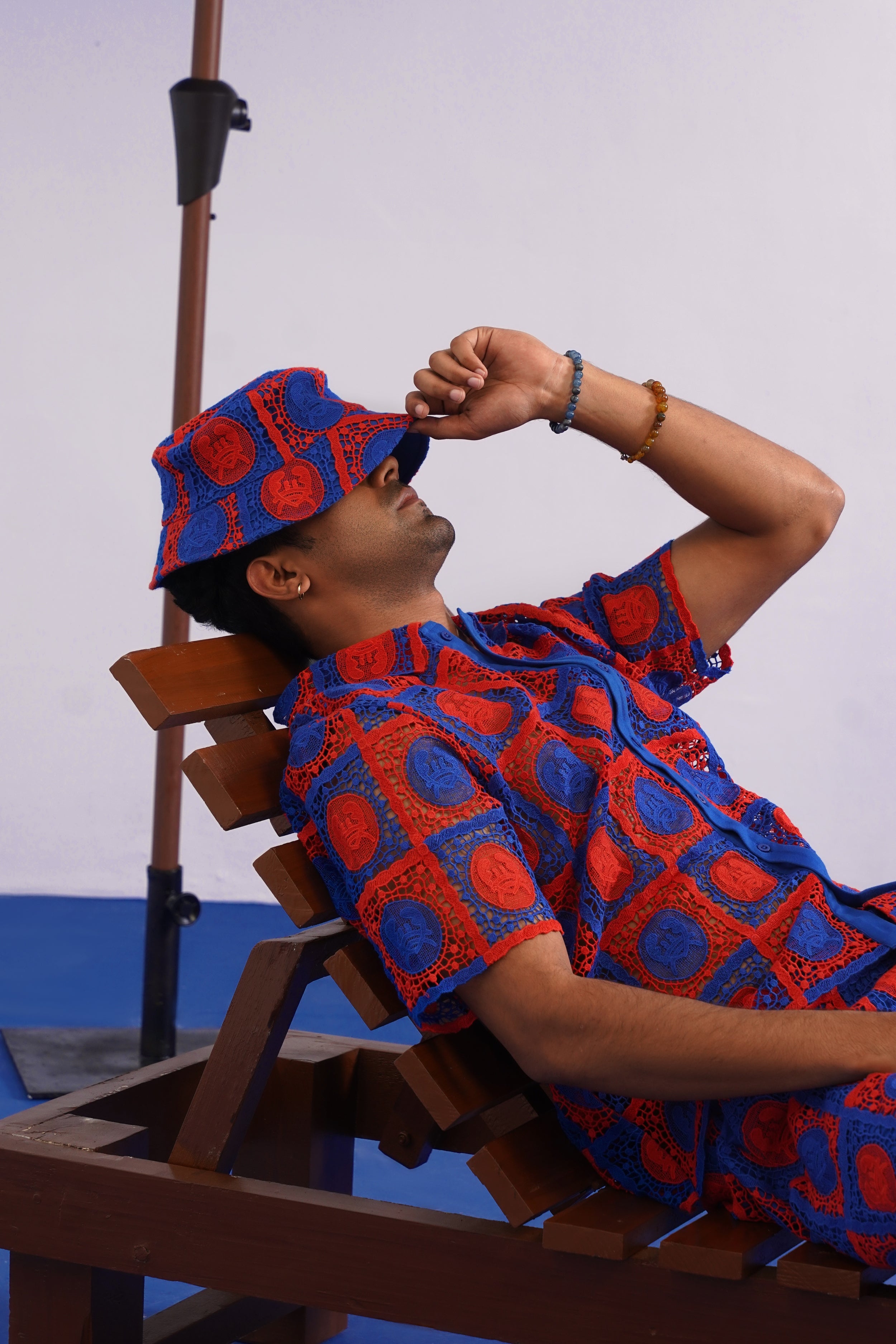 KRABANA GUIPURE BUCKET HAT - COBALT EMBER
