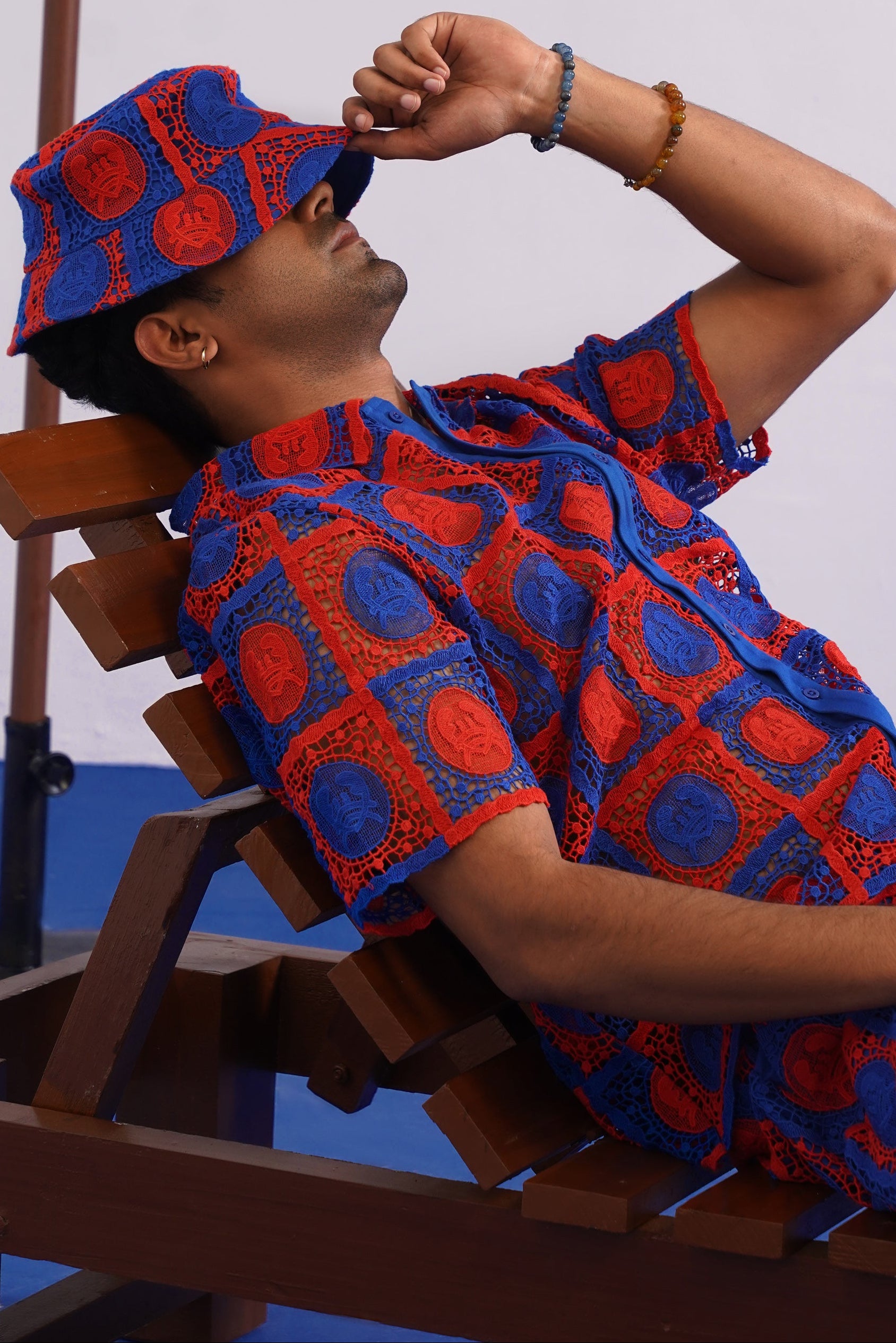 KRABANA GUIPURE BUCKET HAT - COBALT EMBER