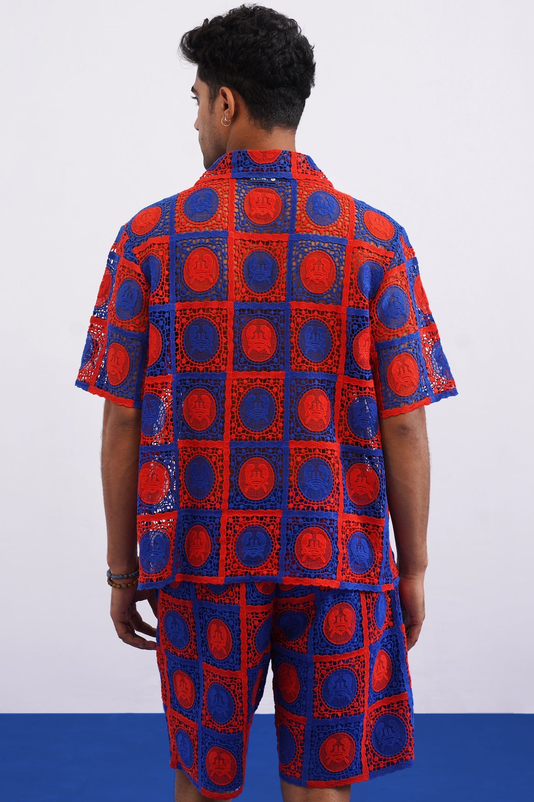 KRAB CREST GUIPURE CO-ORD SET - COBALT EMBER