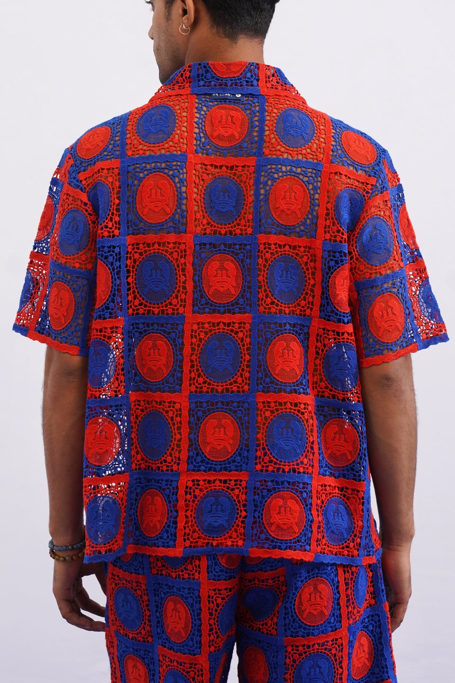KRAB CREST GUIPURE SHIRT - COBALT EMBER