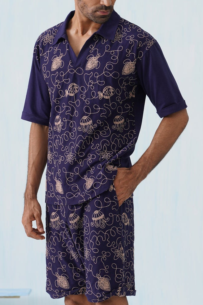 Reef Rider Cotton Knit Co-ord Set (Midnight Black)