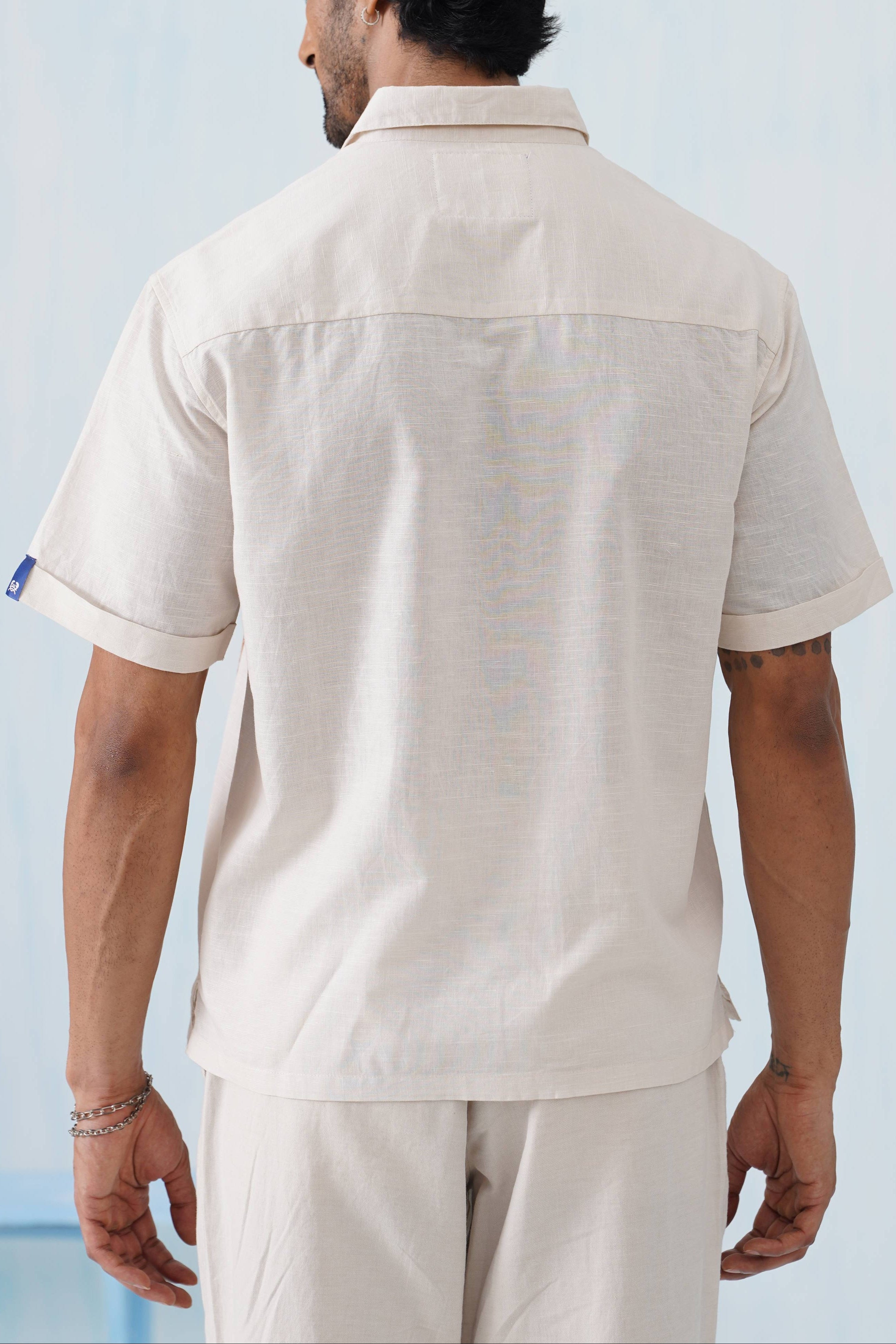 Twin Vines Cotton Linen Shirt (Beige Cream)