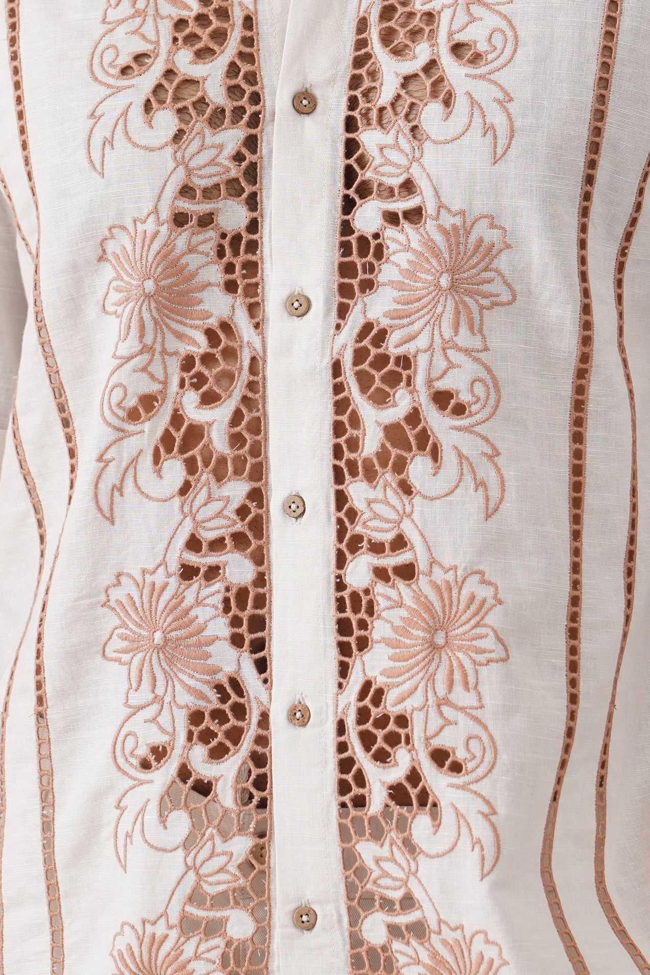 Twin Vines Cotton Linen Shirt (Beige Cream)