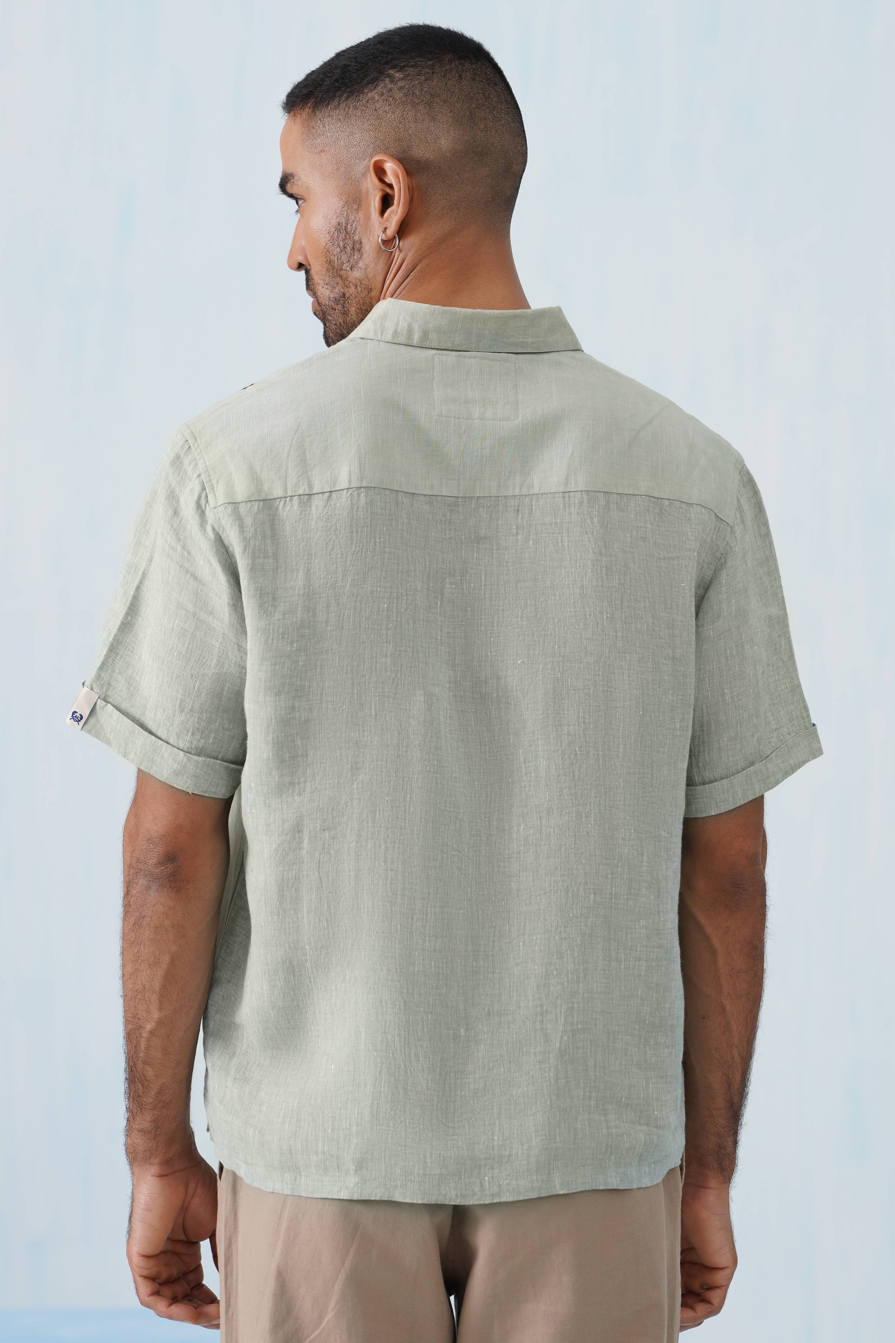 Twin Vines Cotton Linen Shirt (Beige Cream)