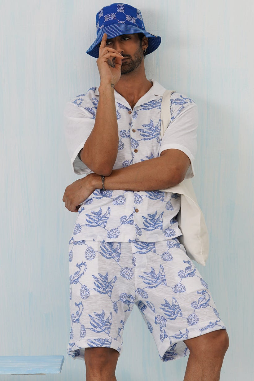 Krab Shack Bucket Hat (Unisex) - Cotton Linen (Deep Sea - Blue)