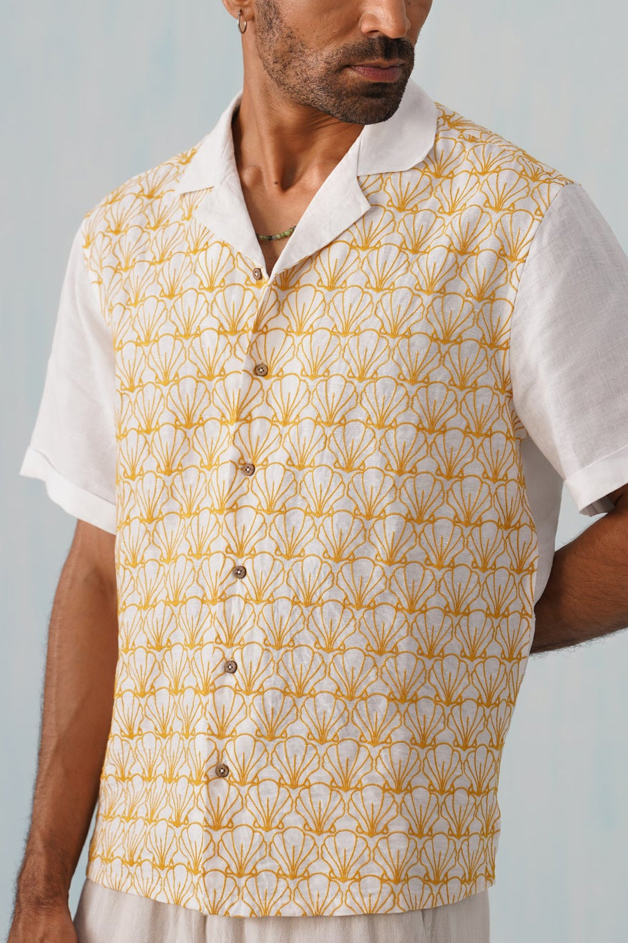 Sunlit Shells Cotton Linen Shirt