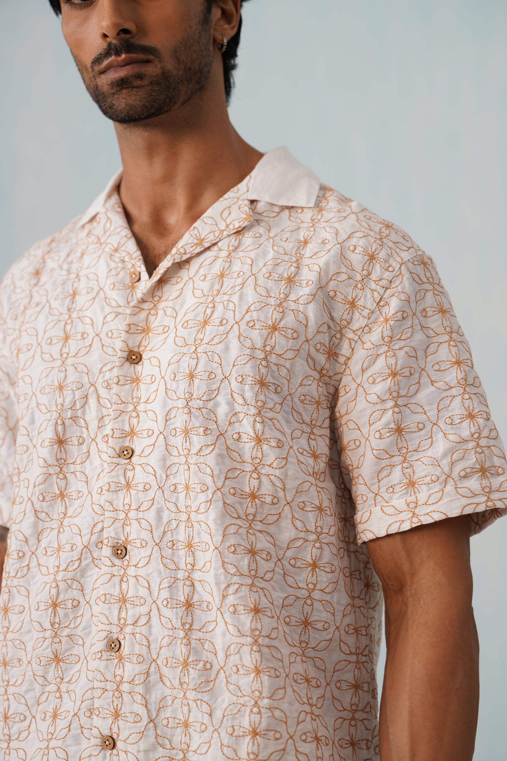 Amber Bloom Cotton Linen Shirt