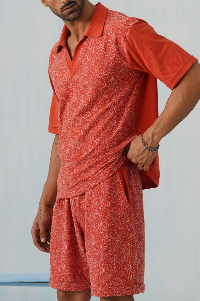 Shady Blooms Cotton Knit Co-ord Set (Sky Blue)
