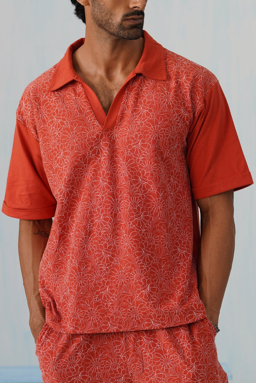 Shady Blooms Cotton Knit T-Shirt (Yellow)