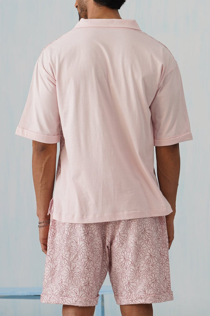 Shady Blooms Cotton Knit Co-ord Set (Baby Pink)