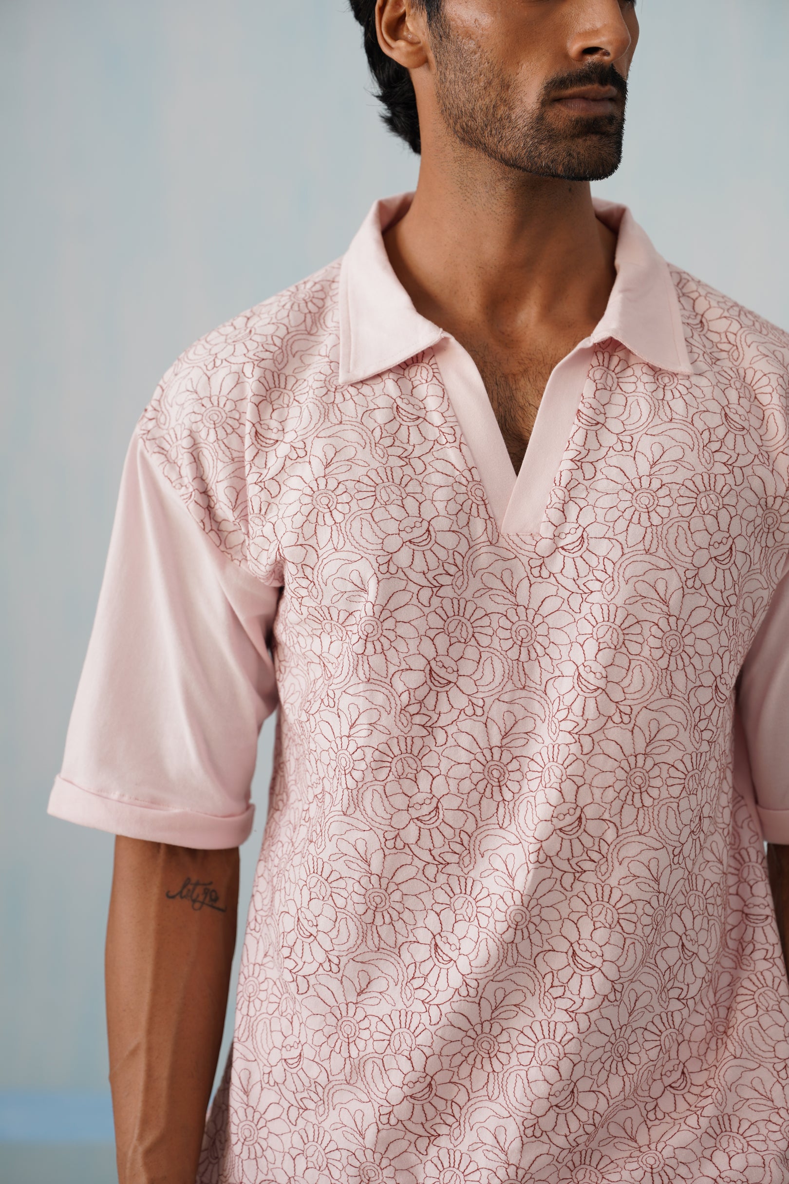 Shady Blooms Cotton Knit Co-ord Set (Baby Pink)