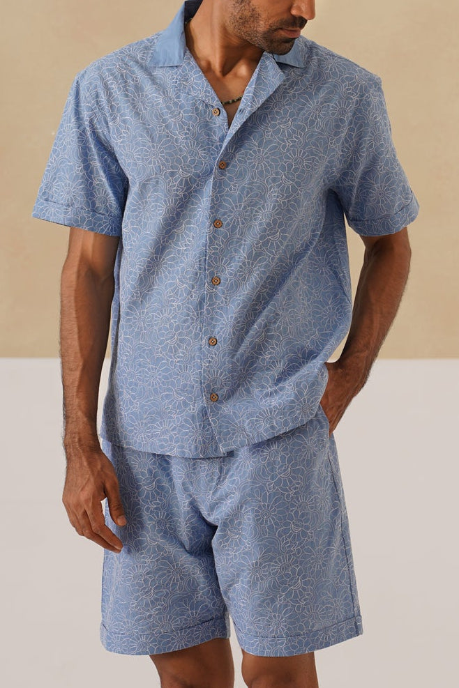 Azure Blooms Cotton Co-ord Set