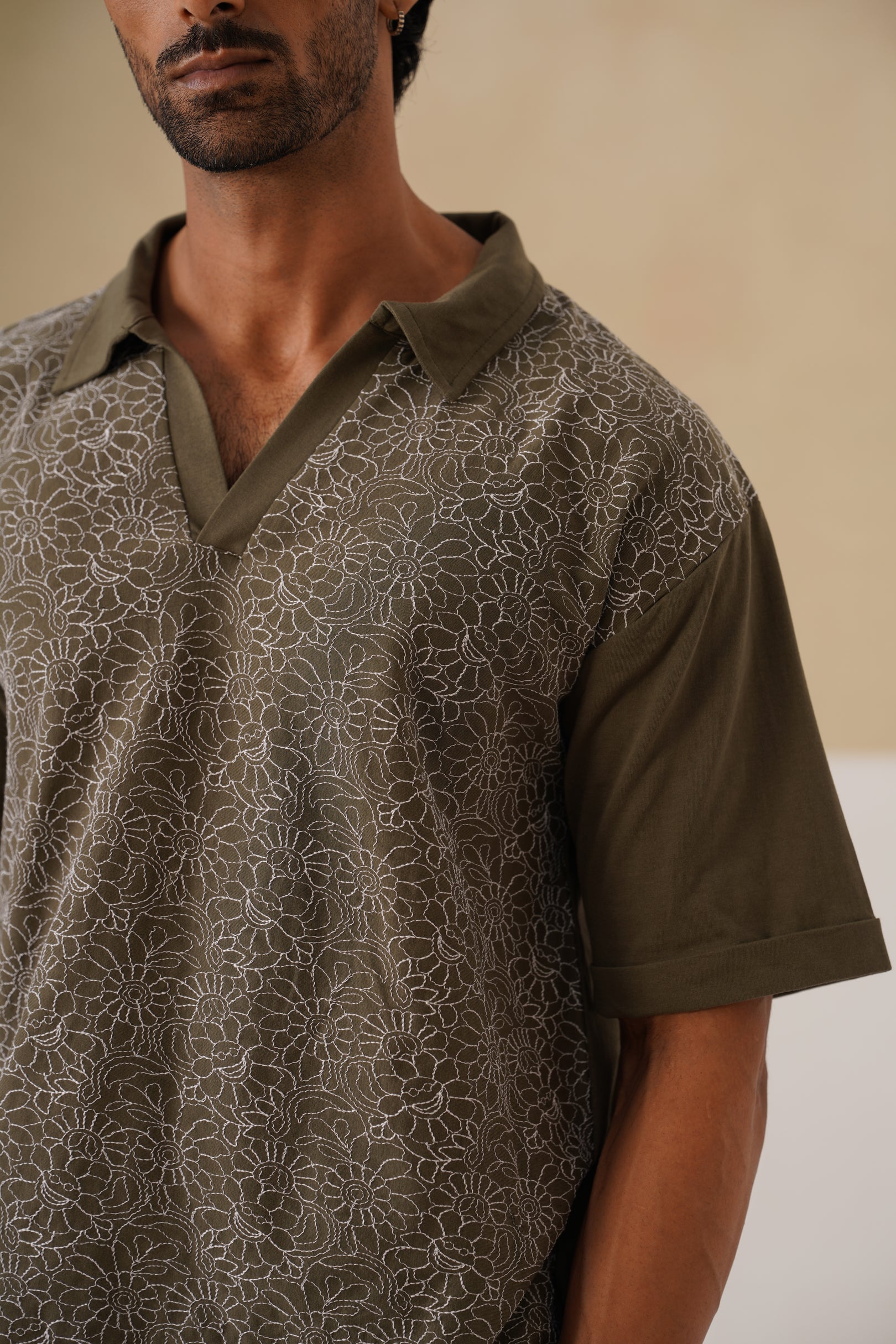 Shady Blooms Cotton Knit T-Shirt (Yellow)