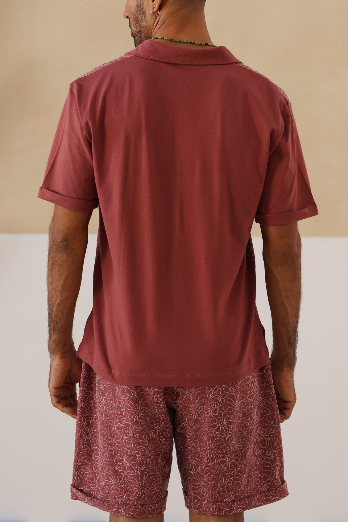 Shady Blooms Cotton Knit Co-ord Set (Maroon)