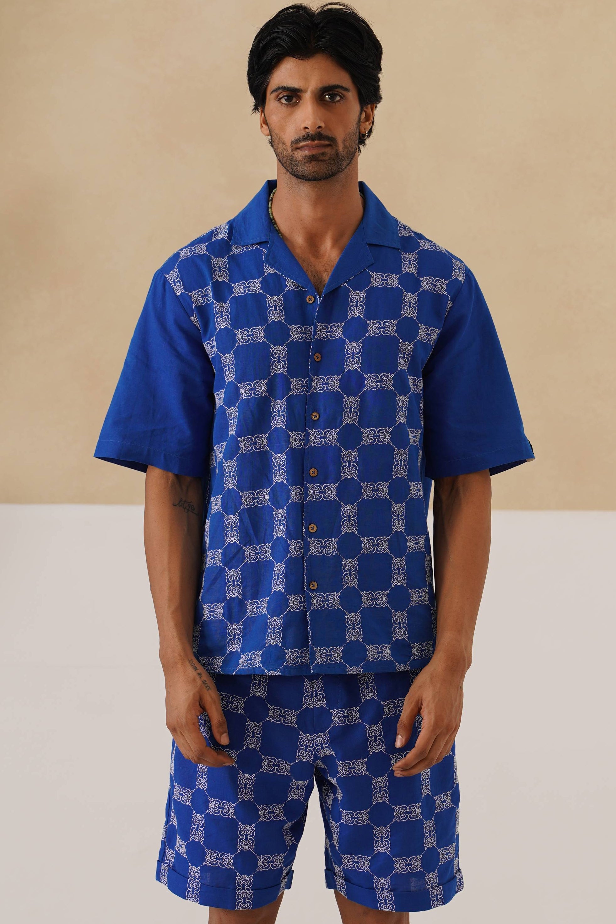 Knotty Krabs (Linen) Co-ord Set - Deep Sea (Blue)