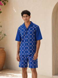 Knotty Krabs (Linen) Co-ord Set - Deep Sea (Blue)