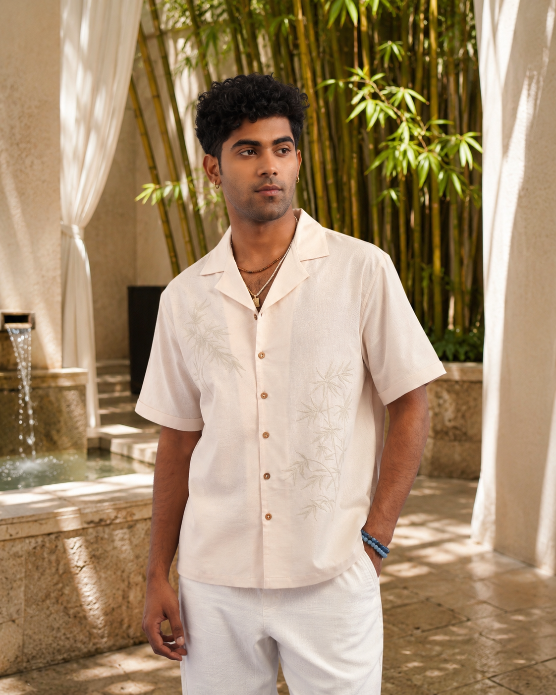 BAMBOO DRIFT COTTON LINEN SHIRT - ECRU SAND