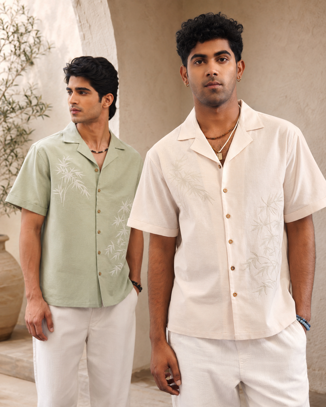 BAMBOO DRIFT COTTON LINEN SHIRT - ECRU SAND