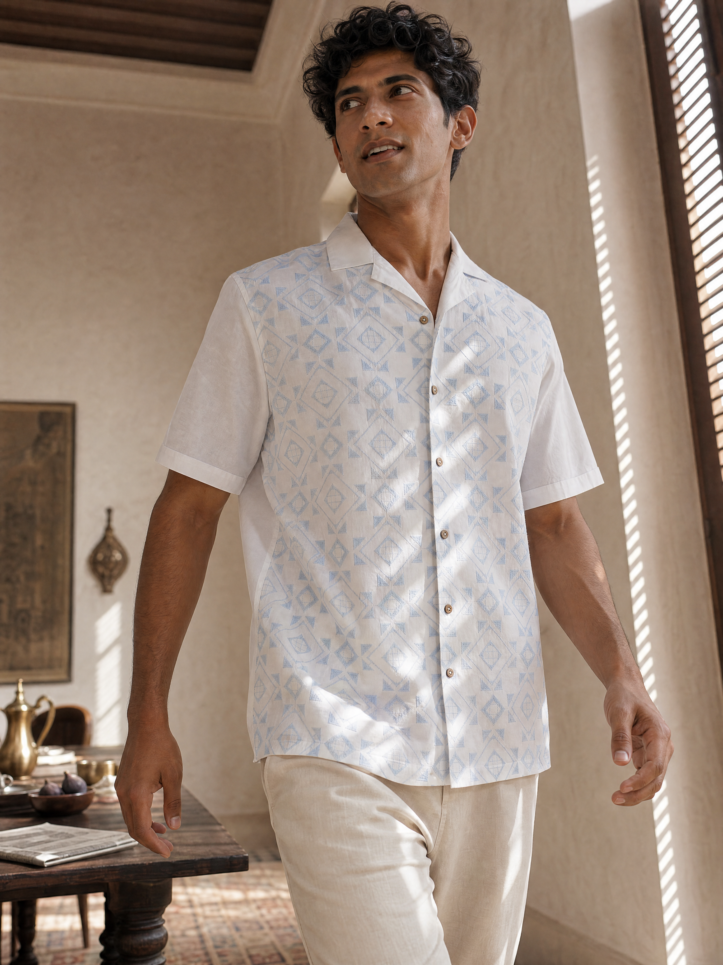 Frosted Geometry Cotton Shirt