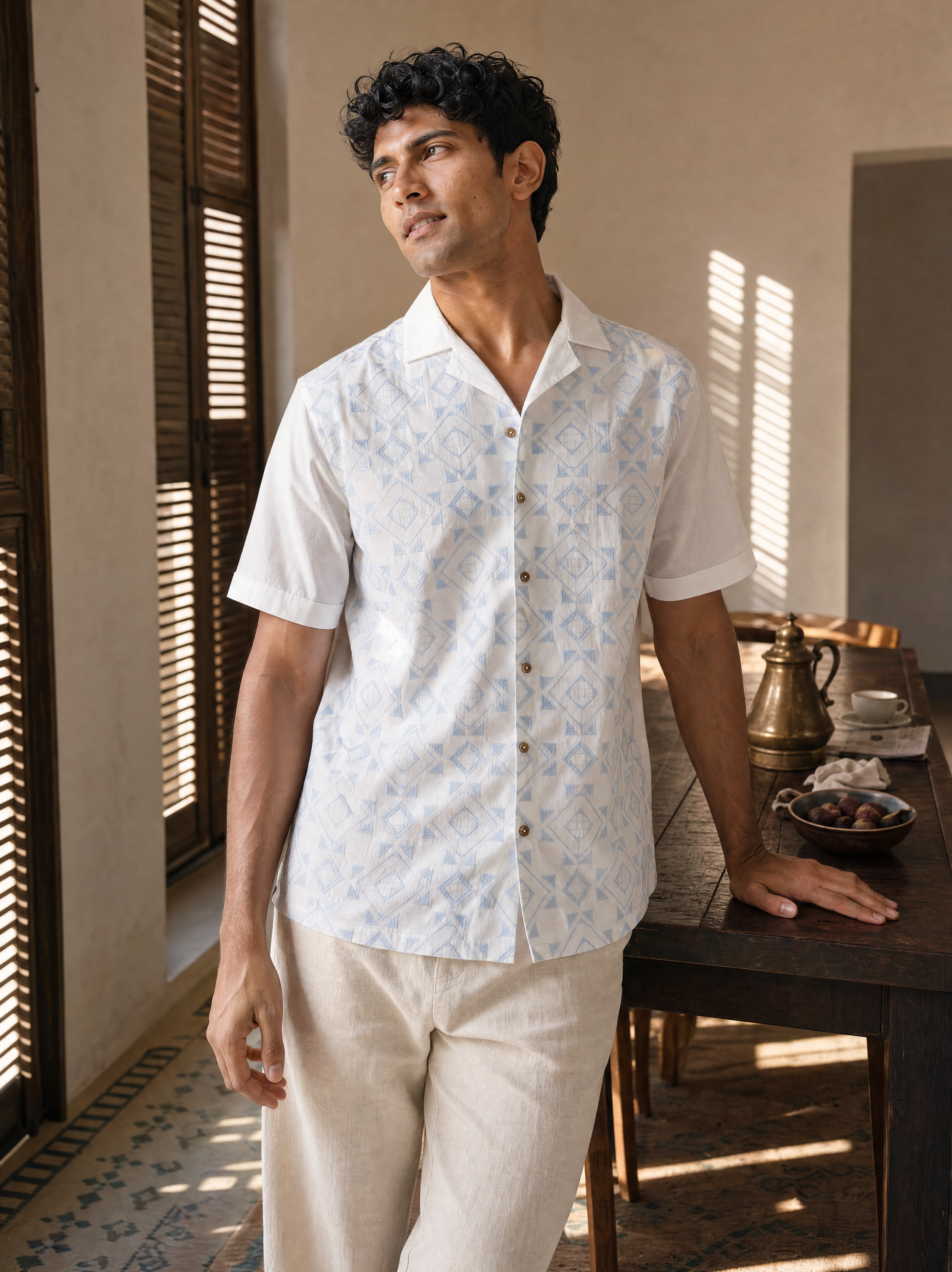 Frosted Geometry Cotton Shirt