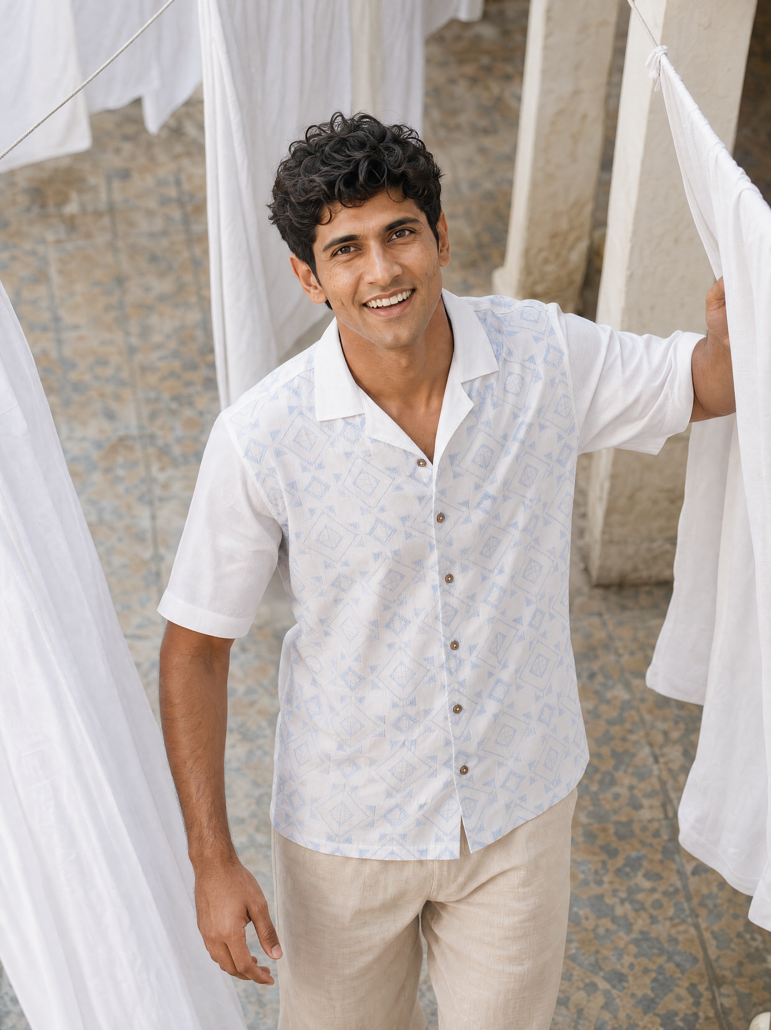 Frosted Geometry Cotton Shirt