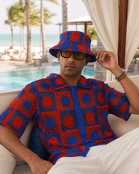 KRABANA GUIPURE BUCKET HAT - COBALT EMBER