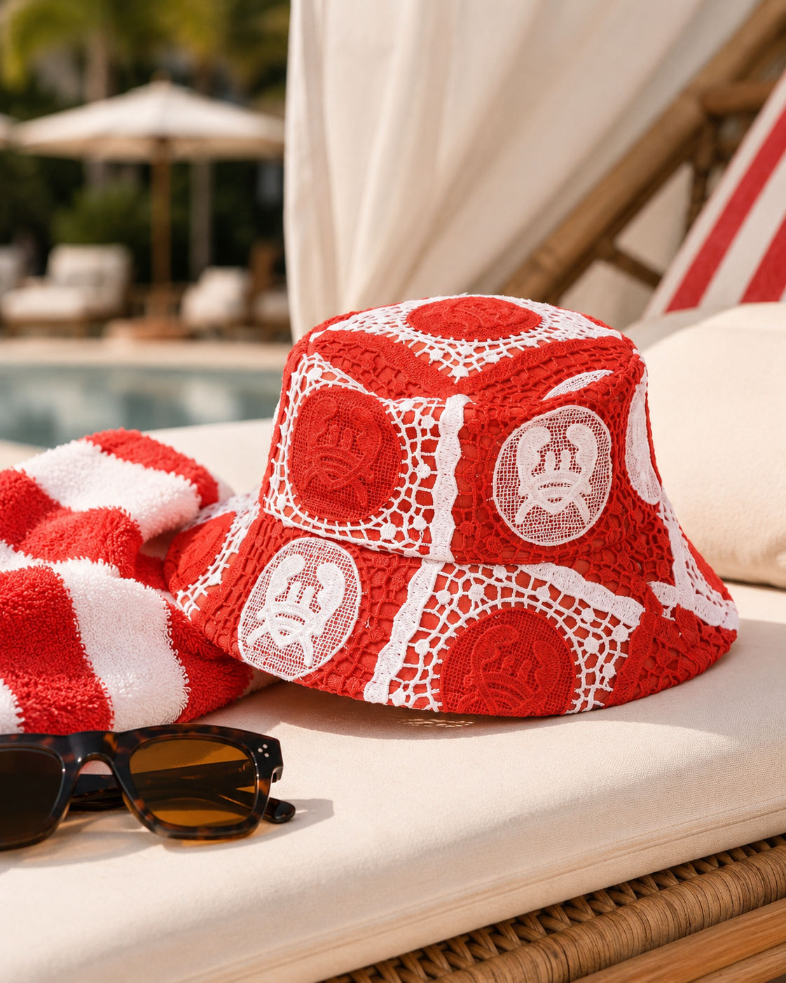 KRABANA GUIPURE BUCKET HAT - CORAL CREST