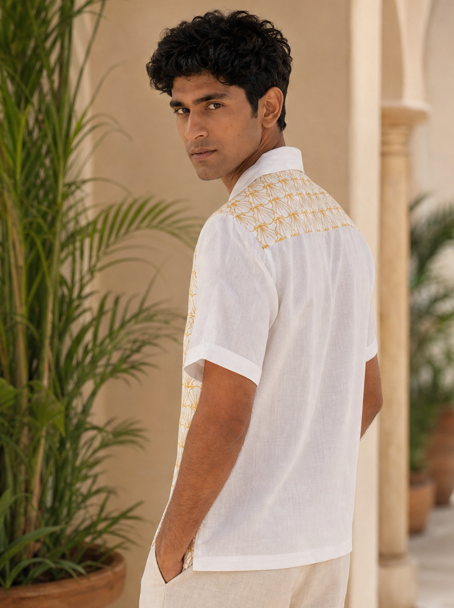 Sunlit Shells Cotton Linen Shirt