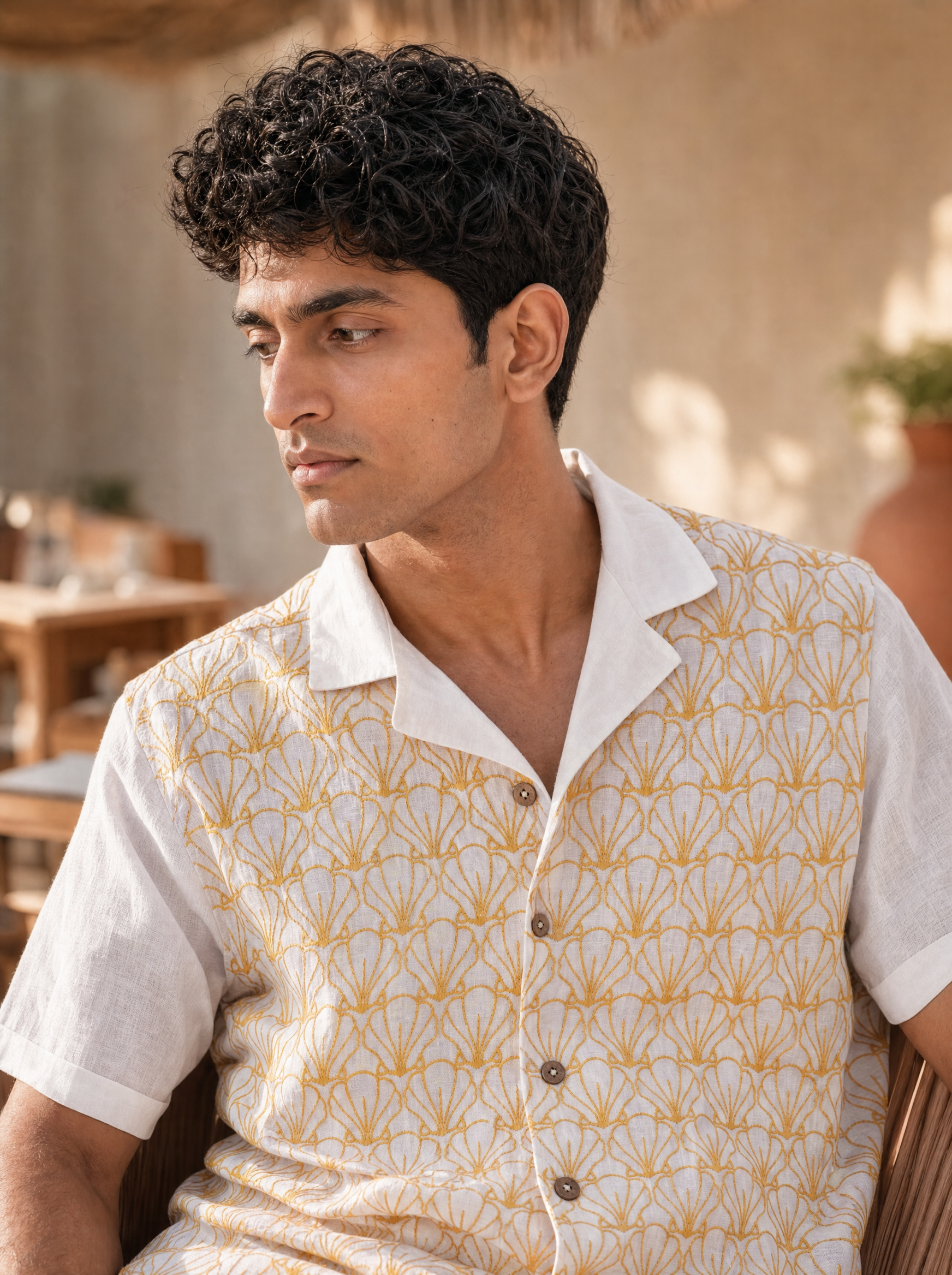 Sunlit Shells Cotton Linen Shirt