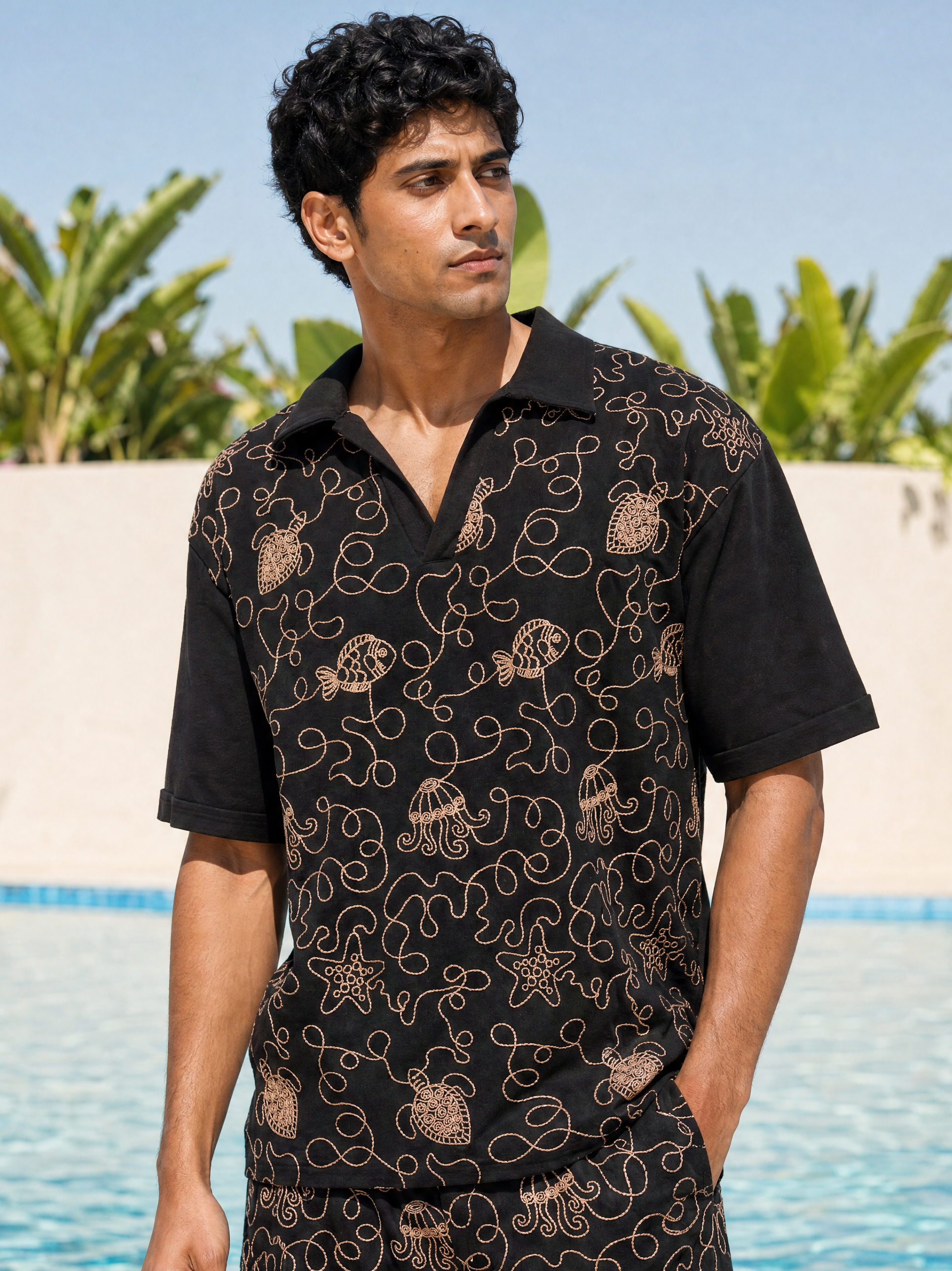 Reef Rider Cotton Knit T-Shirt (Midnight Black)