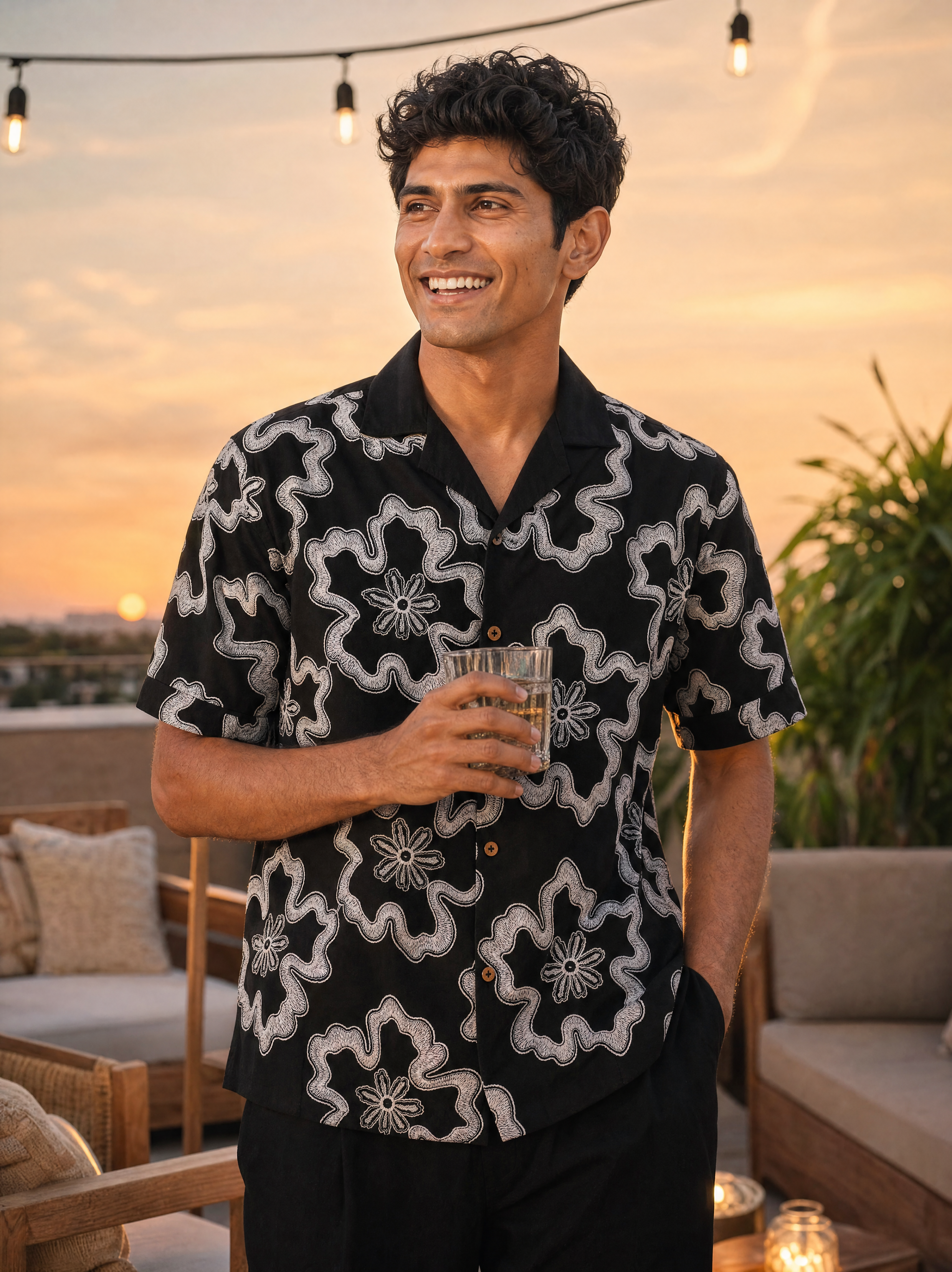 Tide & Bloom Cotton Shirt (Black)