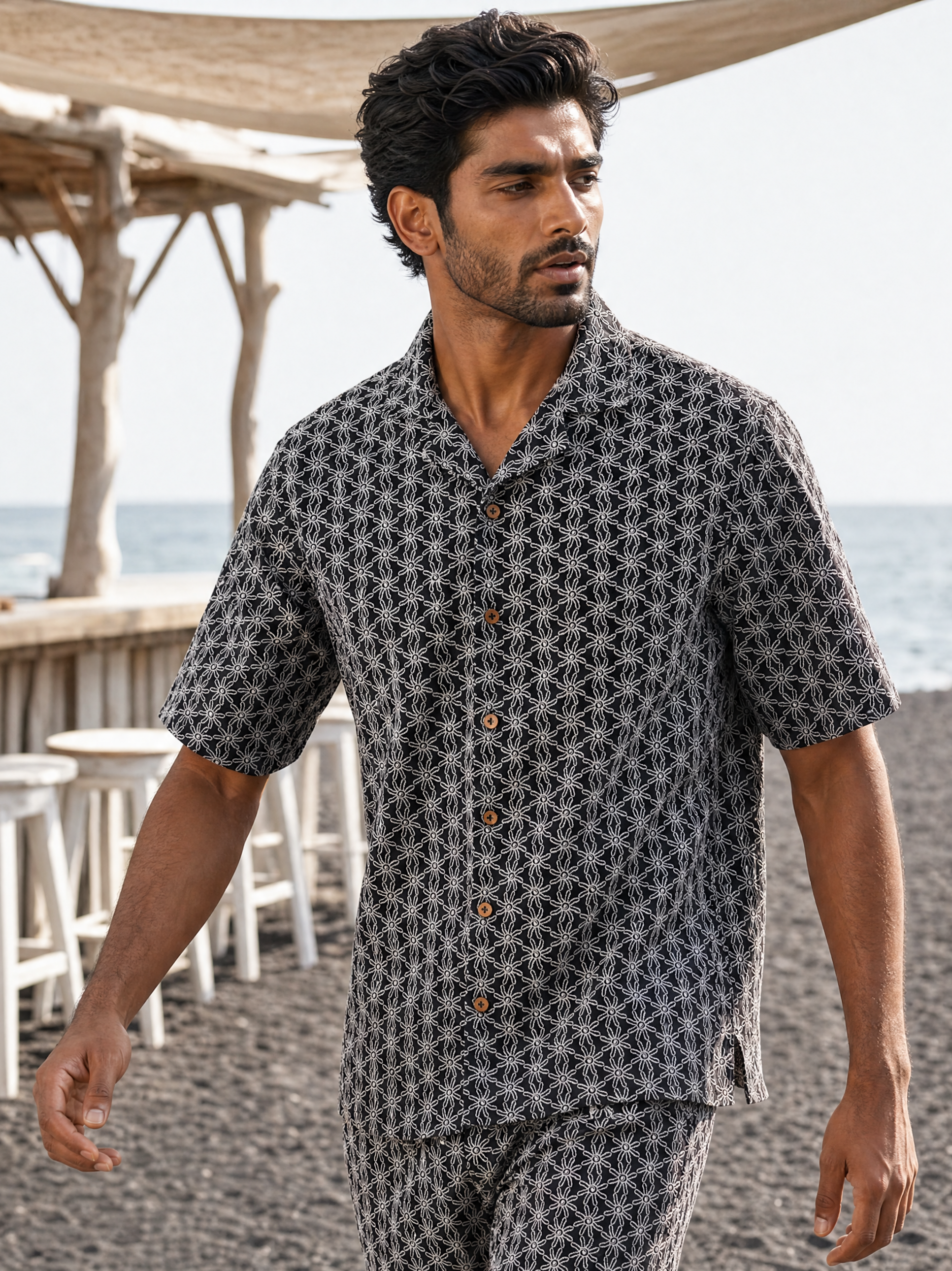 Midnight Bloom Cotton Shirt