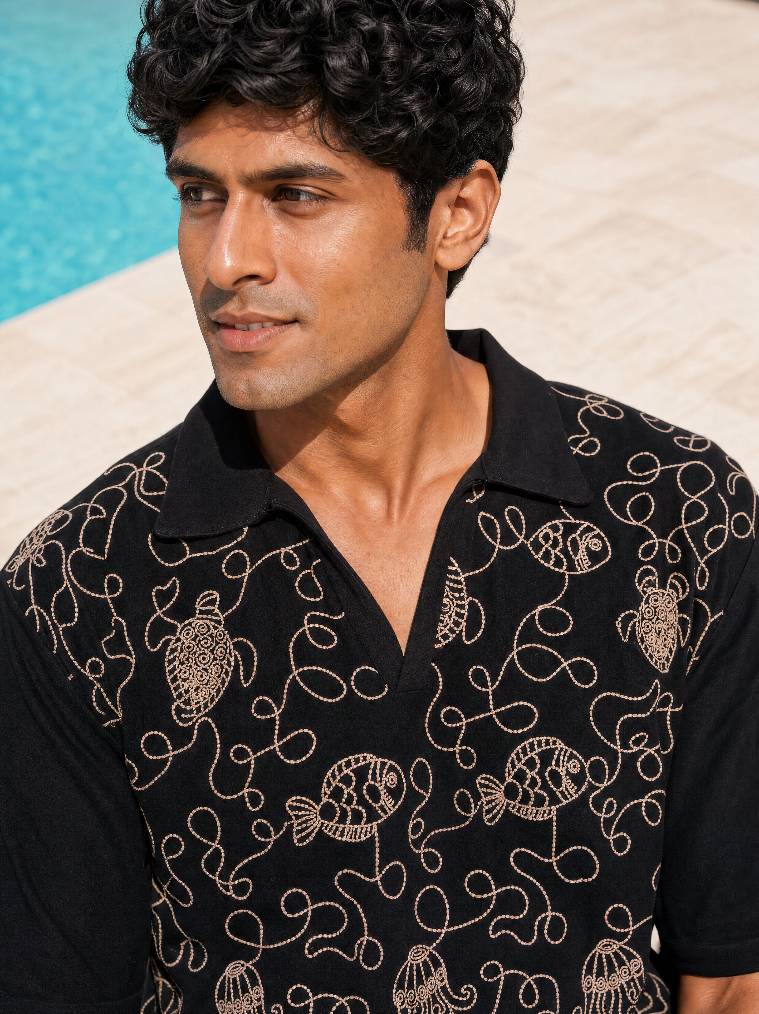 Reef Rider Cotton Knit T-Shirt (Midnight Black)