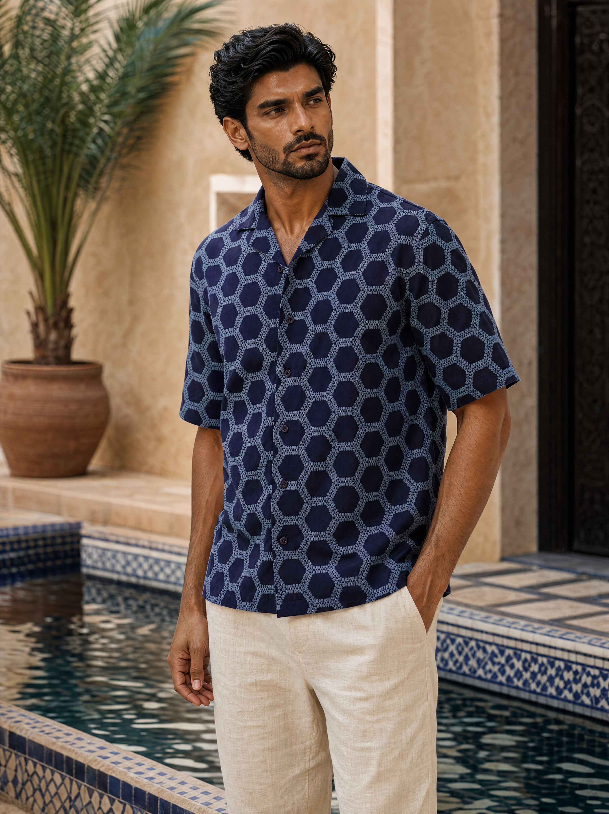 Hive Series Cotton Shirt (Midnight Hive)