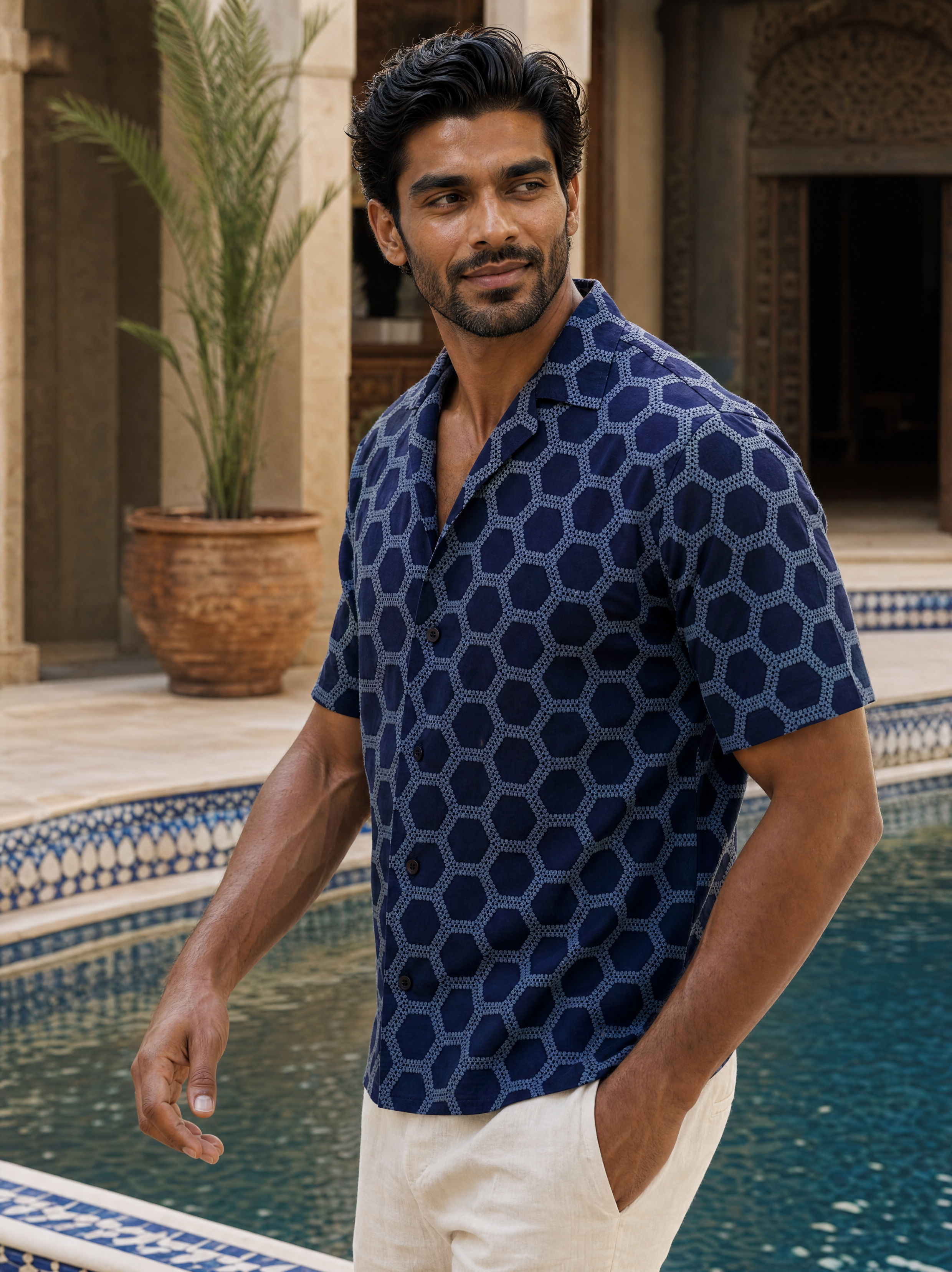 Hive Series Cotton Shirt (Midnight Hive)