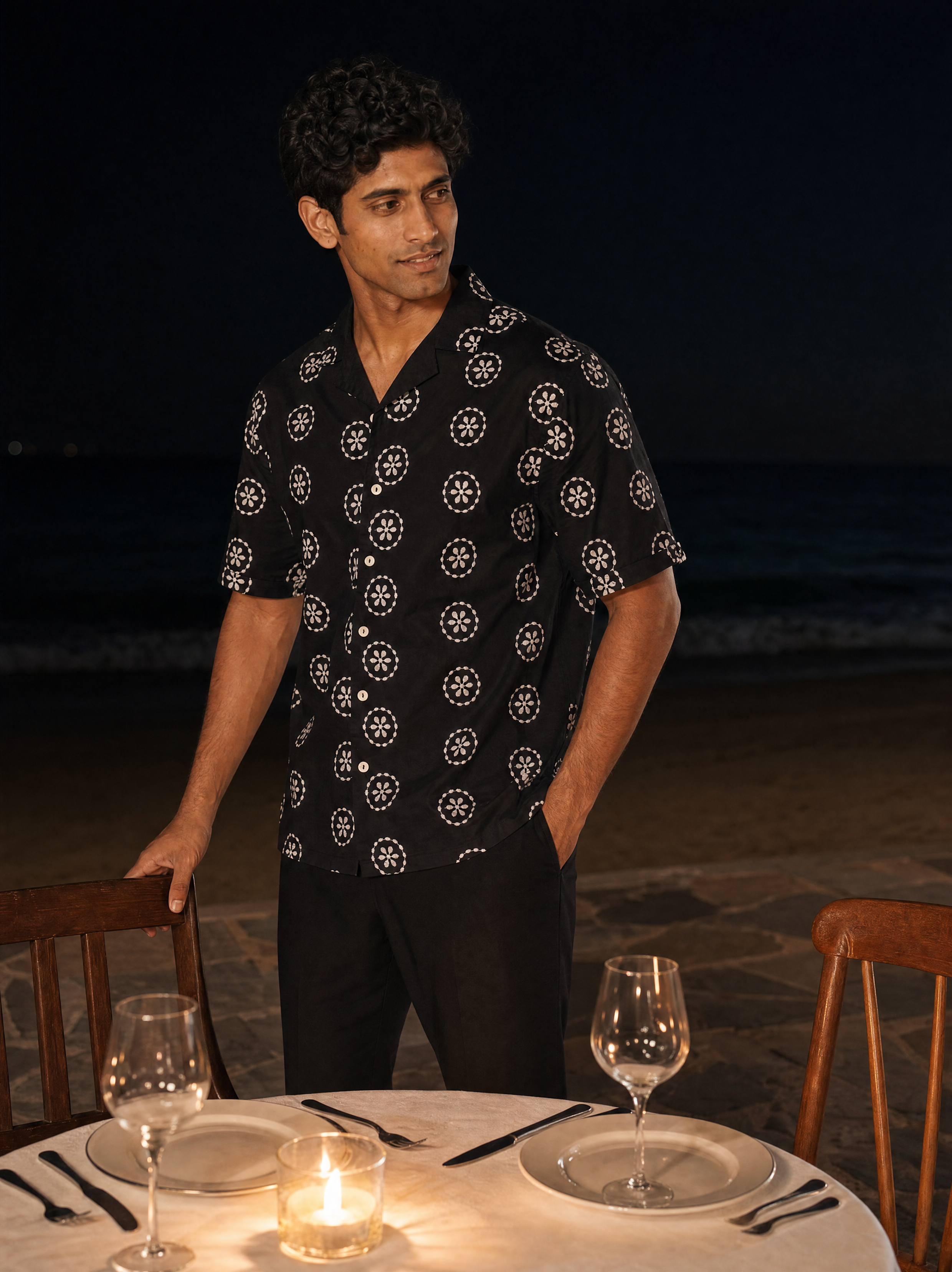 Noire Petals Cotton Shirt