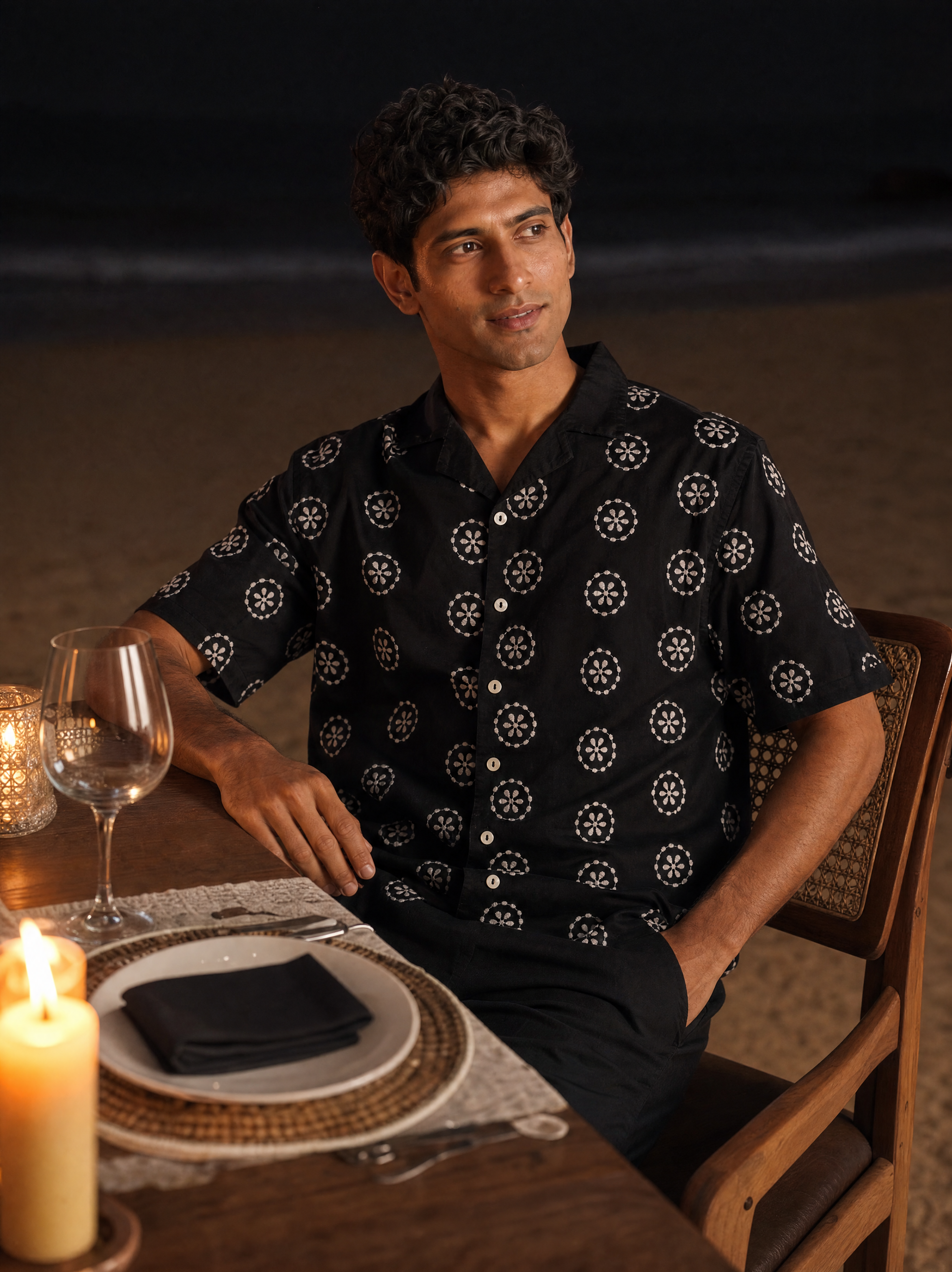Noire Petals Cotton Shirt