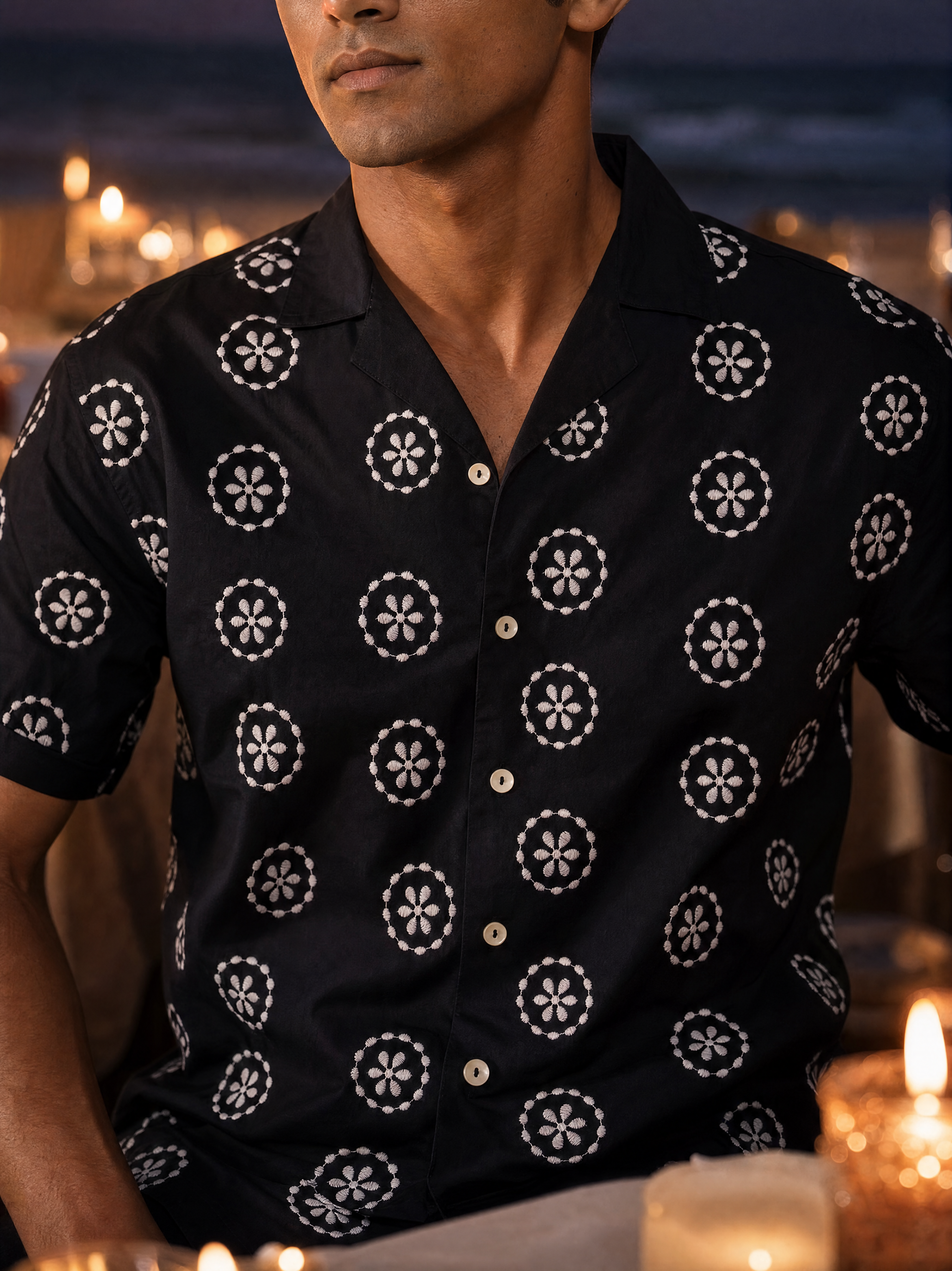 Noire Petals Cotton Shirt